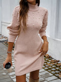 Load image into Gallery viewer, Pearl Embellished Mini Sweater Dress