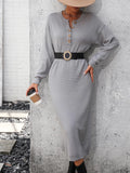 Load image into Gallery viewer, Knit Midi Sweater Dress - Grey
