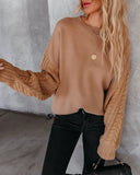 Load image into Gallery viewer, Braided Sleeve Knit Sweater - Khaki